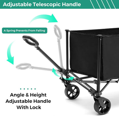 176lbs Camping(Black-5.8 164L) SUNNYFEEL Collapsible Wagon Cart with Wheels Foldable - Standard Borderless Version