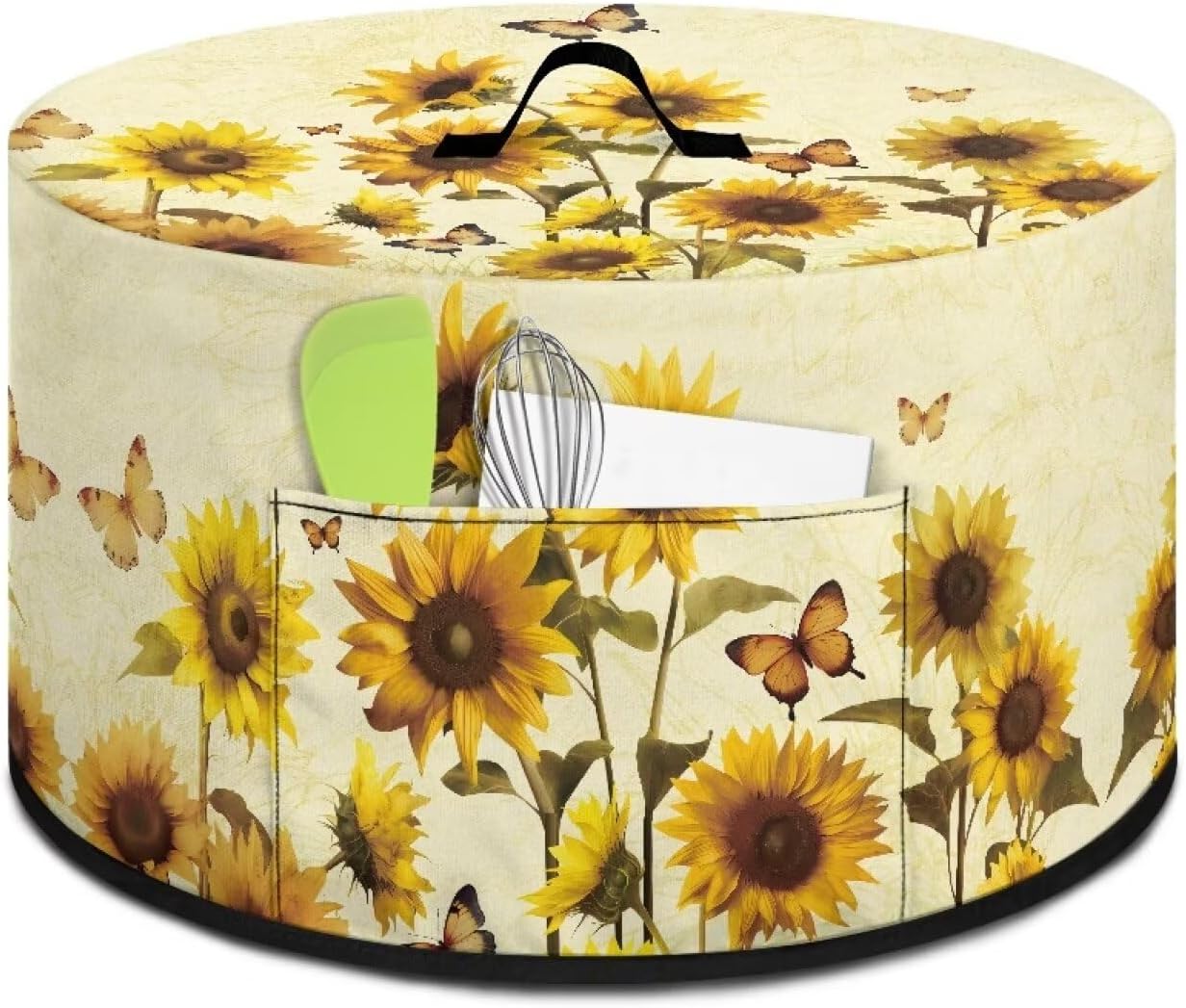 Sunflower Oval Slow Cooker Cover for Crock Pots, Butterfly Design, Resistant Kitchen Appliance Protection Case