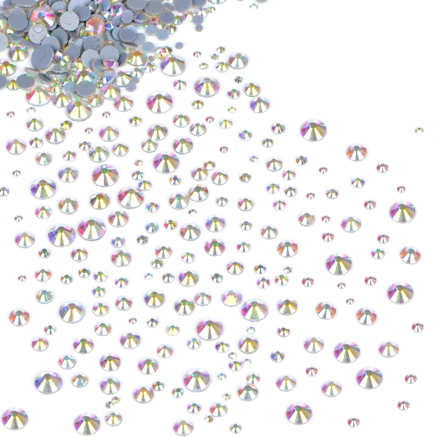 Massive Beads 6500pcs+ Flatback Glass Hotfix Iron On Rhinestones Crystal for DIY Making with 1 Tweezer & 1 Picking Pen for Shoes, Clothes, Face Art, Bags, Manicure (Crystal AB, 6-Sizes)