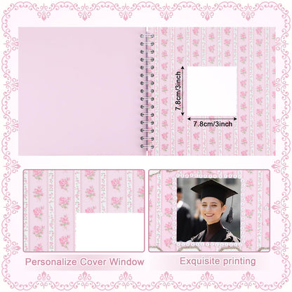 ForraFun Pink Graduation 2026 Scrapbook Album 8" x 8" Class of 2026 Senior Year Memory Book DIY Kit Photo Album Scrapbook for Senior High School College Graduates Customized Graduation Gift 60 Pages