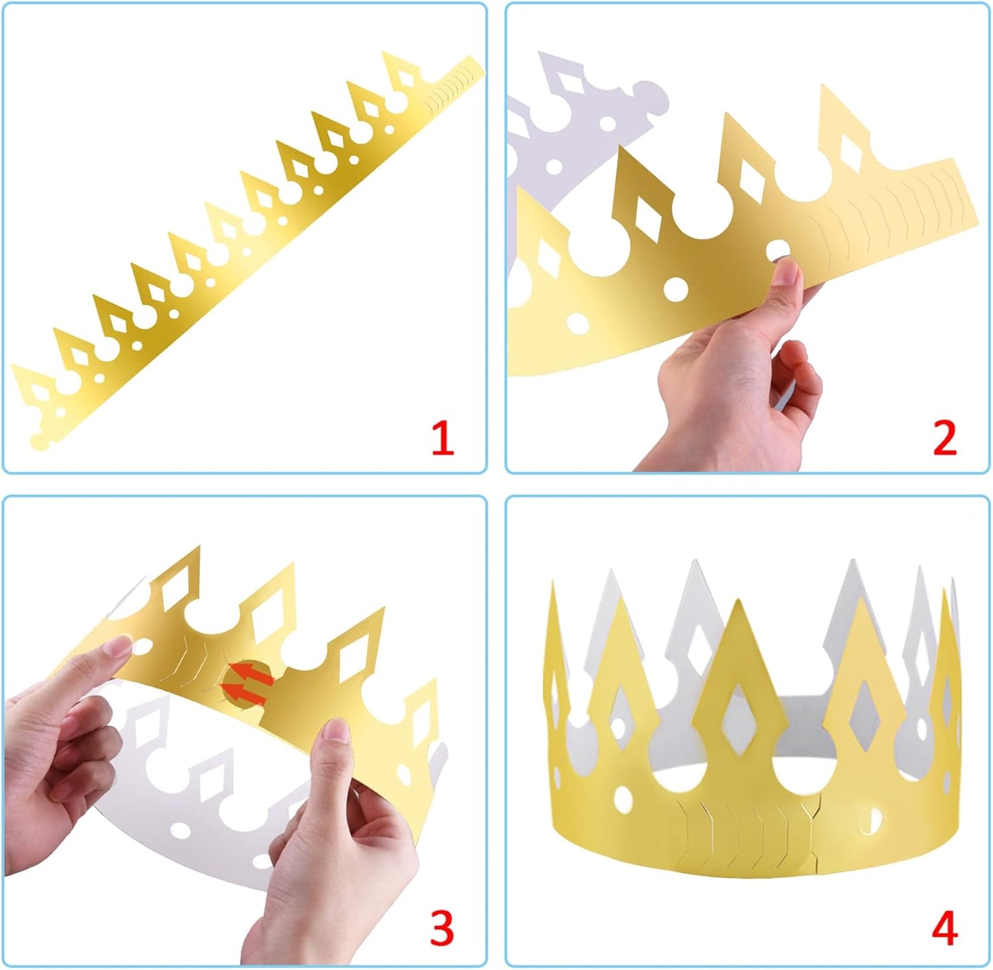 SIQUK 25 Pieces Gold Party Paper Crowns, 5 Styles, 5 Pcs Each, Golden Foil Headwear for Celebration