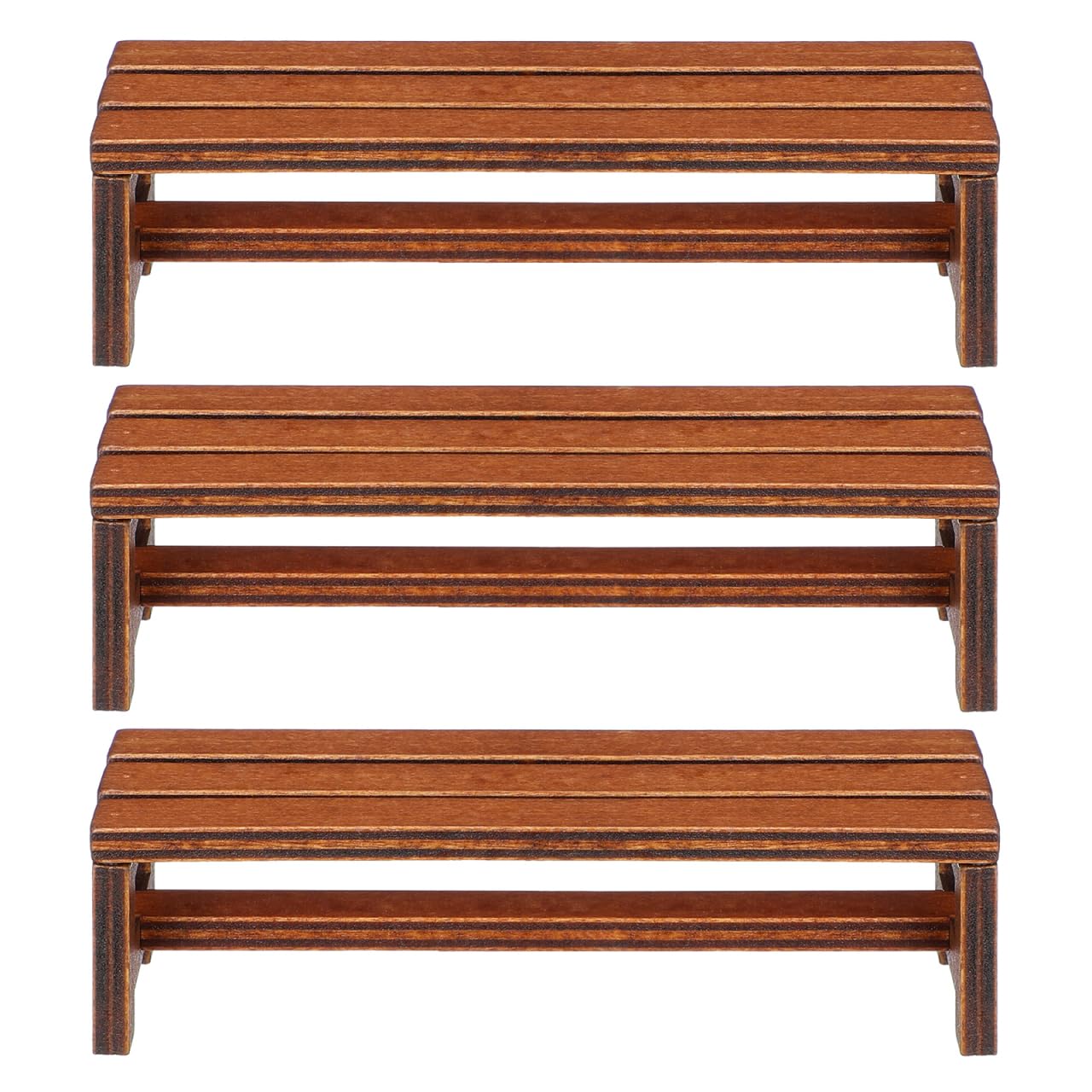 Garneck 3pcs Miniature Wooden Bench Set 1:12 Dollhouse Furniture Bench Mini Simulation Furniture Mini Chair Decor for Fairy Garden and Tabletop Micro Landscape Tiny House Decor