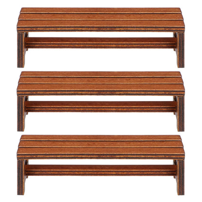 Garneck 3pcs Miniature Wooden Bench Set 1:12 Dollhouse Furniture Bench Mini Simulation Furniture Mini Chair Decor for Fairy Garden and Tabletop Micro Landscape Tiny House Decor