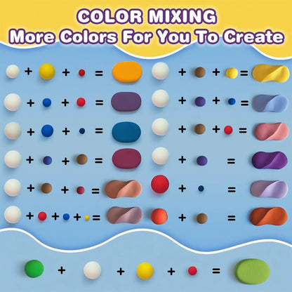 Ixiaoyoo Air Dry Clay for Kids, 60 Colors Modeling Magic Clay, Safe & Non-Toxic, DIY Model Arts & Crafts Kit with Sculpting Tools, Birthday&Christmas Toy Gift for 3-12 Years Old Boys Girls Kids