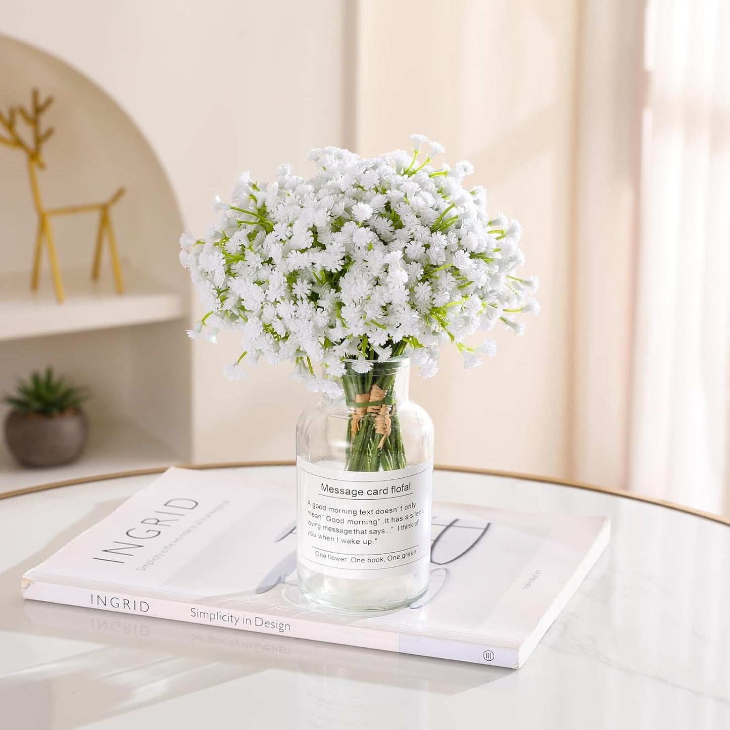 Veryhome 10PCS Fake Babys Breath Flowers - Artificial White Gypsophila for DIY Floral Bouquets