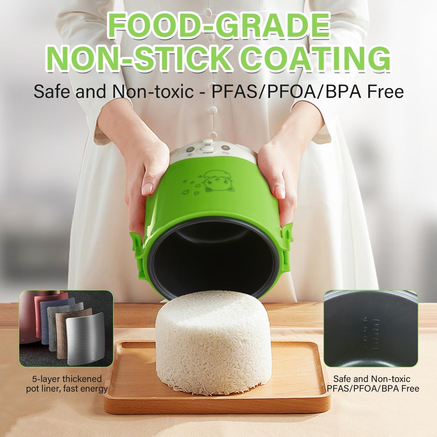 1L 12V OSBA Mini Rice Cooker, Travel Rice Cooker Small For Car, Cooking For Soup Porridge and Rice, Cooking Heating