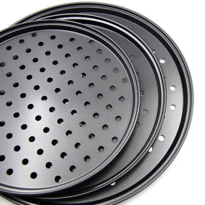 Handook Pizza Pan Set, Carbon Steel Pizza Pan with Holes, for Oven Baking Supplies & Home, Kitchen, Restaurant（9 Inch &10 Inch &12 Inch）