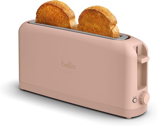 Bella 2 Slice Slim Toaster - 6 Shade Settings with Reheat & Cancel Buttons | 10” Long Slot, Anti-Jam, 900W, Blossom