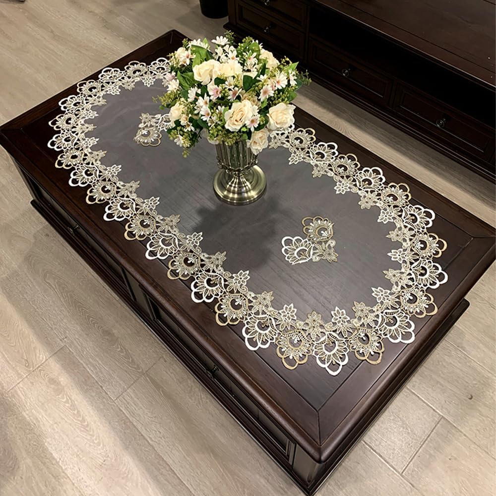19.7x43.3 Bedside Tablecloth Lace Doilies for Side Table Cloth Runner Tabletop Dust Cover Bedroom Nightstand Decor