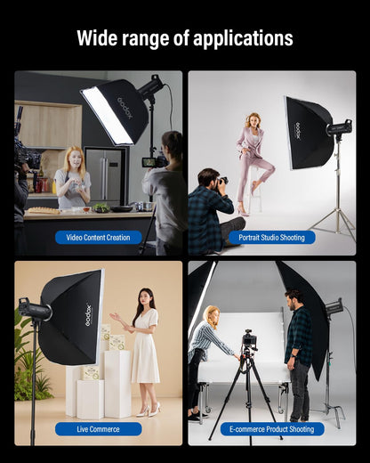 Godox 2-Pack SK300III-V 800Ws Studio Strobe Kit, 2026 Upgrade 300Ws 2.4G Wireless Flash 2-Light Set with Reflector, AT-16 Trigger 2xSoftbox 2xUmbrella 2xLight Stand for Professional Studio Photography
