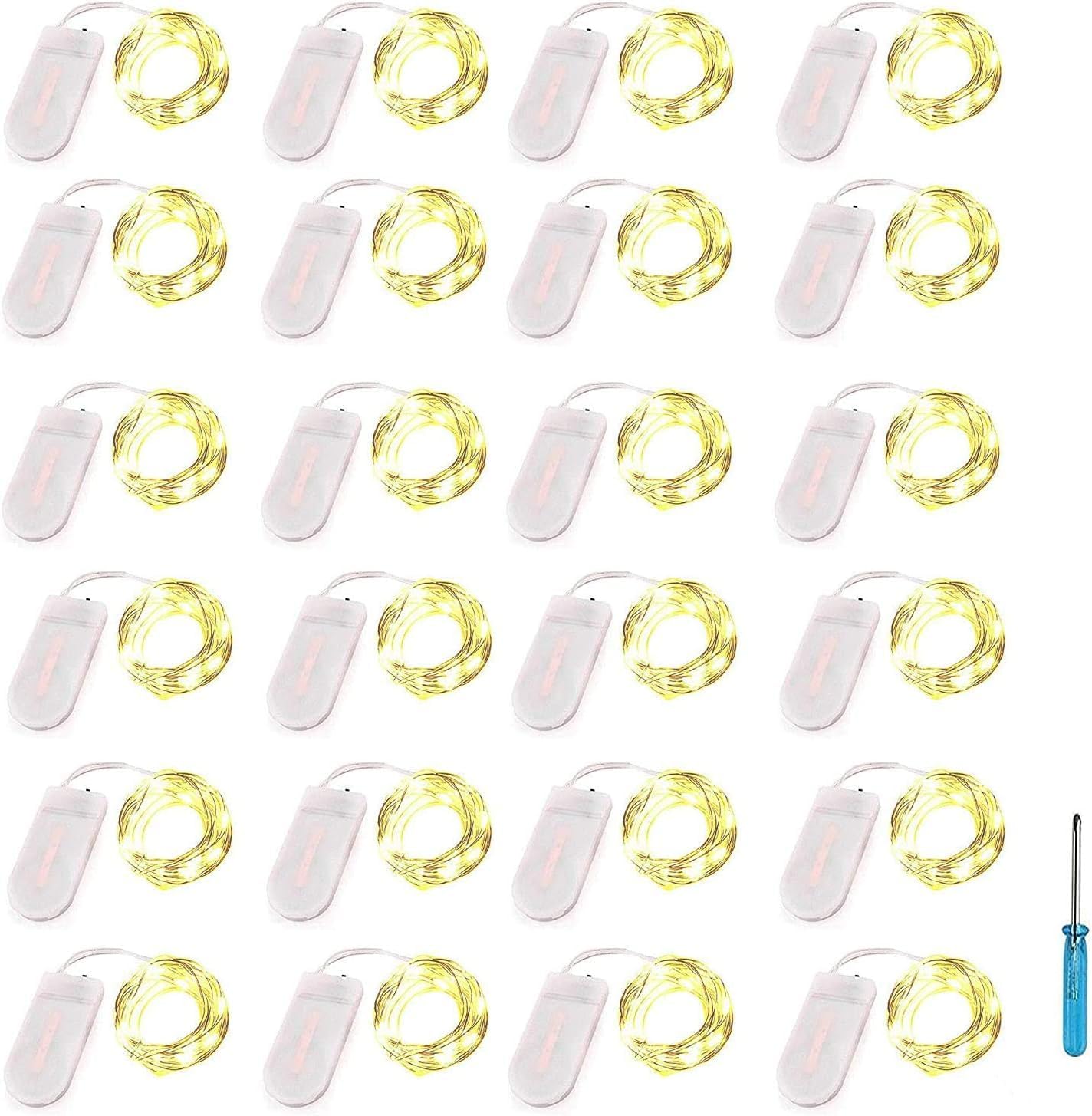 24 Packs 10.2FT 30LEDs Fairy Lights Battery Operated LED String Light Waterproof Copper Wire Firefly Light Mini Starry