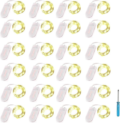 24 Packs 10.2FT 30LEDs Fairy Lights Battery Operated LED String Light Waterproof Copper Wire Firefly Light Mini Starry