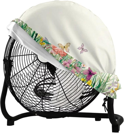 Floral Hummingbird Print Lightweight Shop Fan Cover, Removable Dust Cover for Classroom, Easy to Store