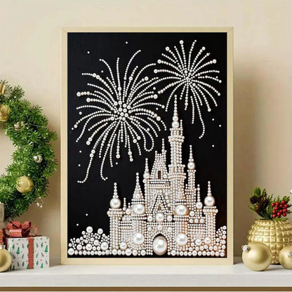 GEMFAMILY Firework Castle Diamond Art Kits for Adults Beginner,5D Diamond Pearl Painting Kits for Special Shape,DIY Pearl Rhinestones Diamond Dots Painting for Home Wall Decor 12 x 16 Inch
