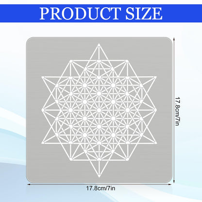 Therwen 4 Pcs Reusable Metal Stencils Sacred Geometry Stencils Flower of Life Version 64 Tetrahedron Seed of Life Drawing Template for Wood Burning Engraving Crafting Scrapbook Wall Painting Crafts