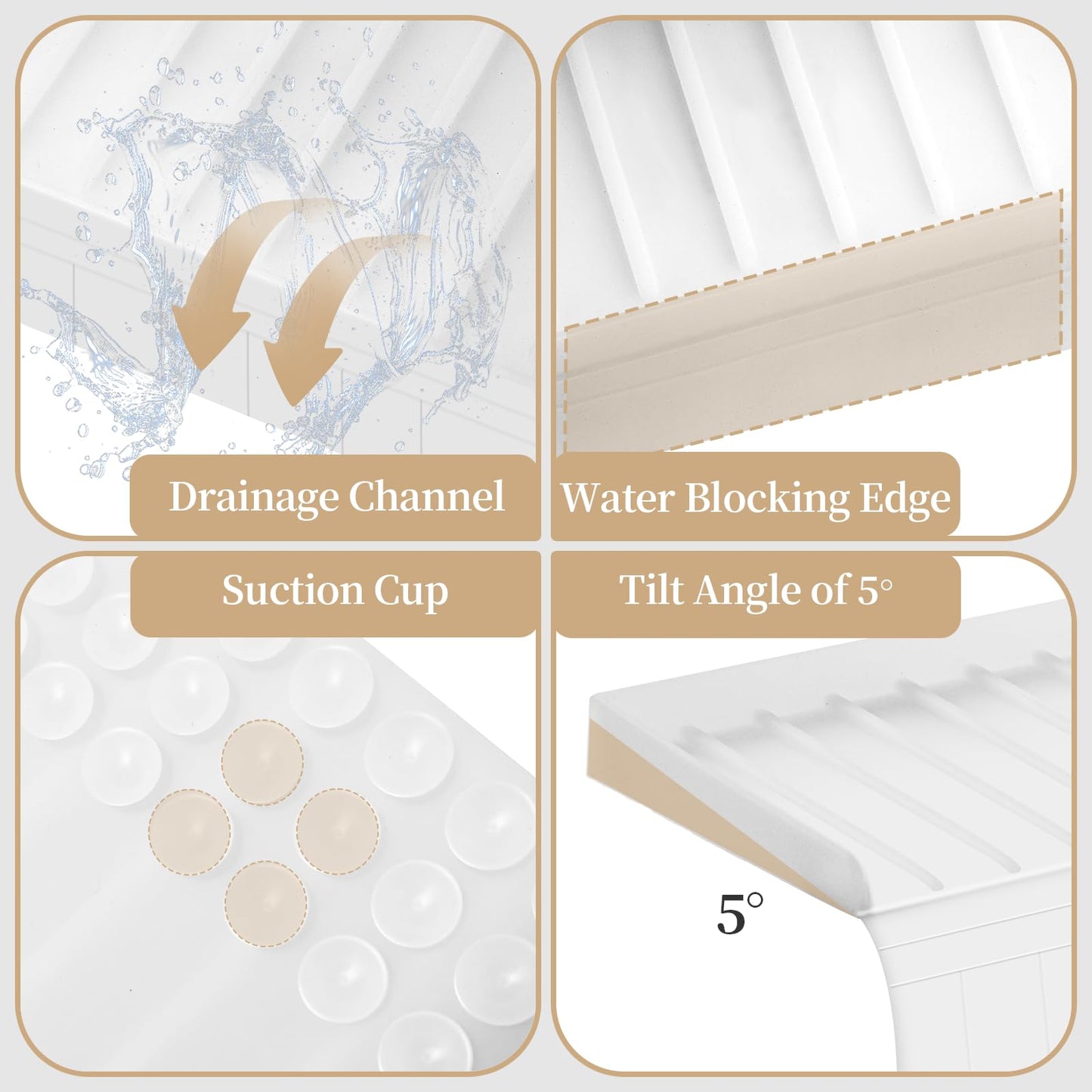 Sink Edge Protector with Suction Cup, 30" x 4", Silicone Sink Splash Guard for Kitchen & Bathroom, Protect Countertop from Scratches, Stains, for Stainless Steel Granite Quartz