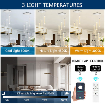 dolria Modern Crystal Pendant Lights for Kitchen Island Mini Chandelier LED Dimmable Ceiling Handing Lighting for Dining Room Corridor 2700K 6000K