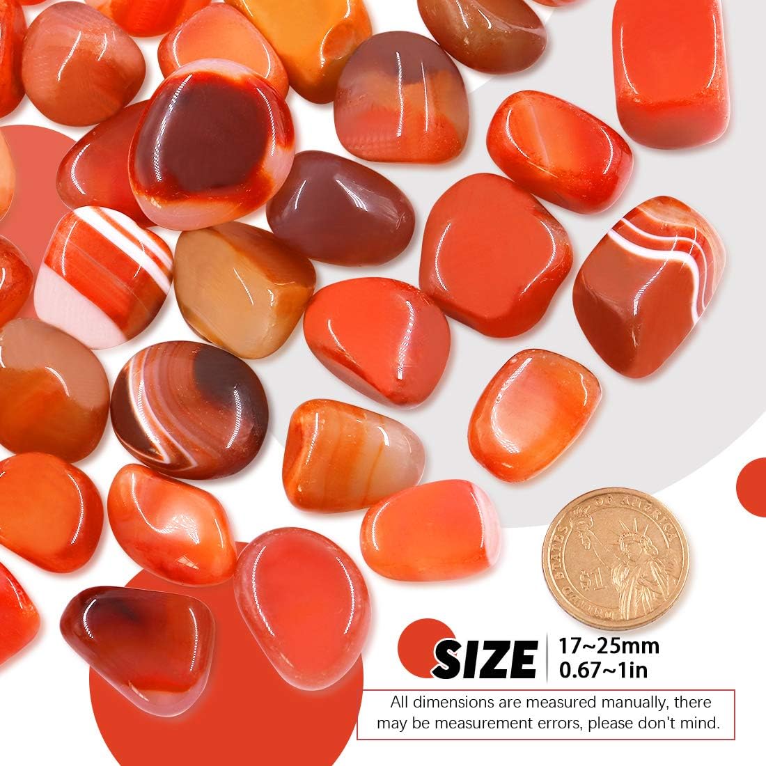 Hilitchi Reddish Brown Agate Stone - Tumbled Stones for Plants, Cacti & Succulents Bedding, 1lb (455g)/Bag