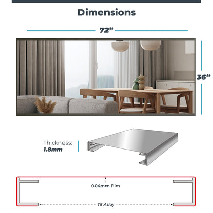Nano Film Full Length Gym Mirror Shatterproof Oversized Full Body Glassless Mirror for Home Gym Dance Studio and Workout Room 36" x 72" Gold