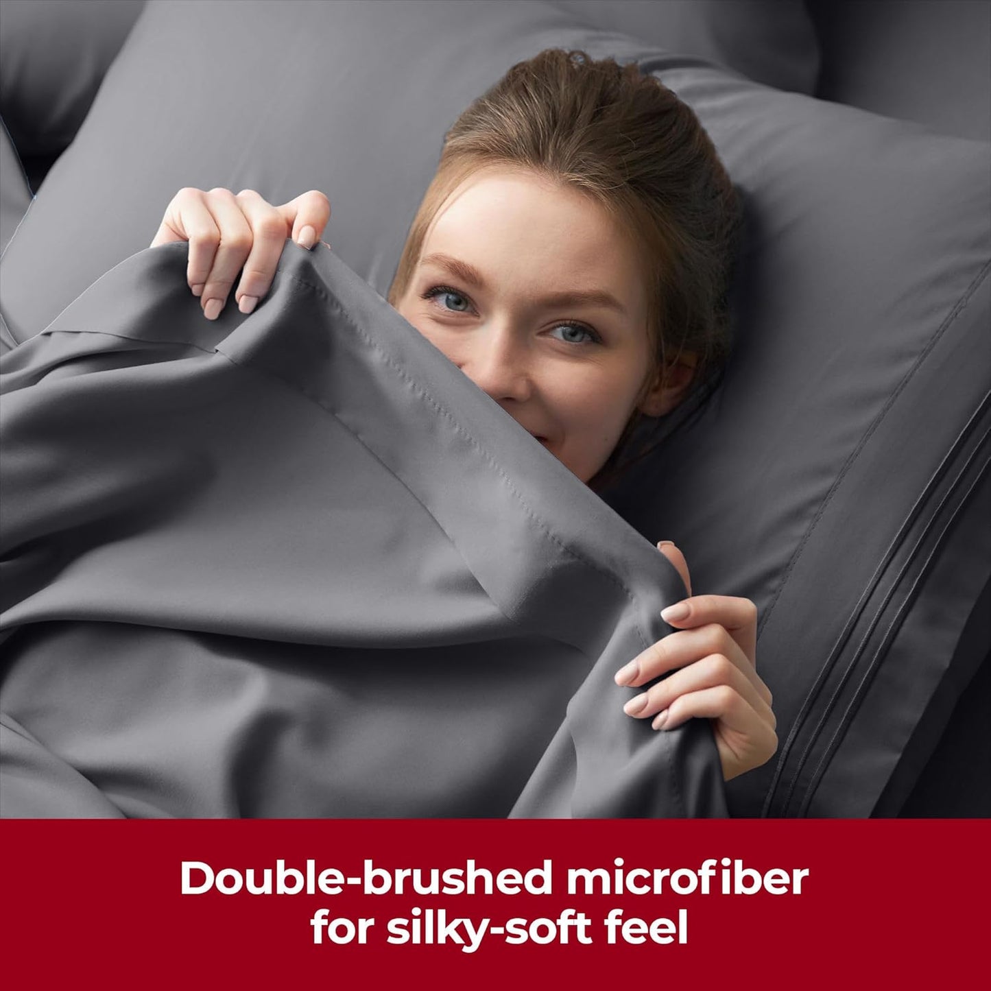Mellanni Extra Deep California King Sheets - Hotel Luxury, Ultra Soft & Cooling - 4 PC Set in Gray