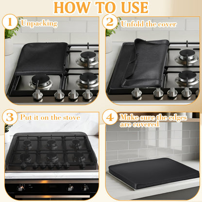 Acellegic Full-Edge Fireproof Gas Stove Top Covers Foldable Waterproof Anti Dust for Kitchen Gas Burners, Washable Stove Guard Top Protector(20 x 24 Inch)