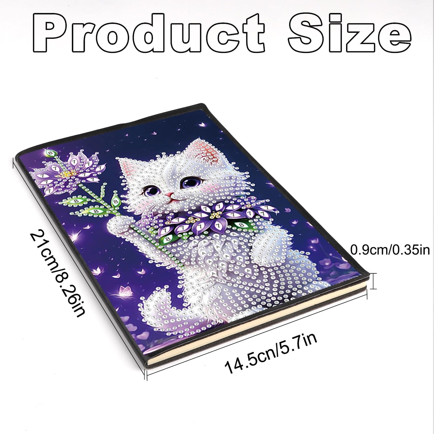 JZHYOAN Diamond Painting Note Book Gem Art Sketchbook Gem Painting Blank Notebook Mosaic Kits for Adults Diary with Cat Special Shaped Journals for Craft Lovers Gift Office Table Decoration