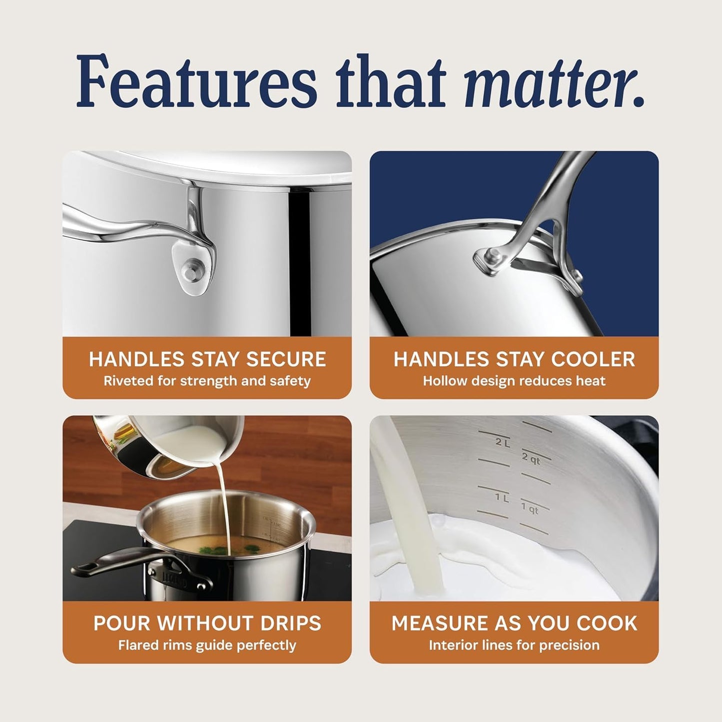 LEGEND COOKWARE 5-Ply Stainless Steel Cookware Set, 19-Piece Pots and Pans Set - Induction Compatible, Oven Safe 800°F - Non-Toxic, No Coatings - Built to Last Generations