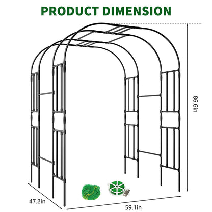 Tall Garden Arch Trellis for Climbing Plants, 87in Tall Metal Plant Support Trellis Archway for Climbing Plant Vegetables Cucumber, Outdoor Yard Lawn Garden Arch Tunnel Trellis