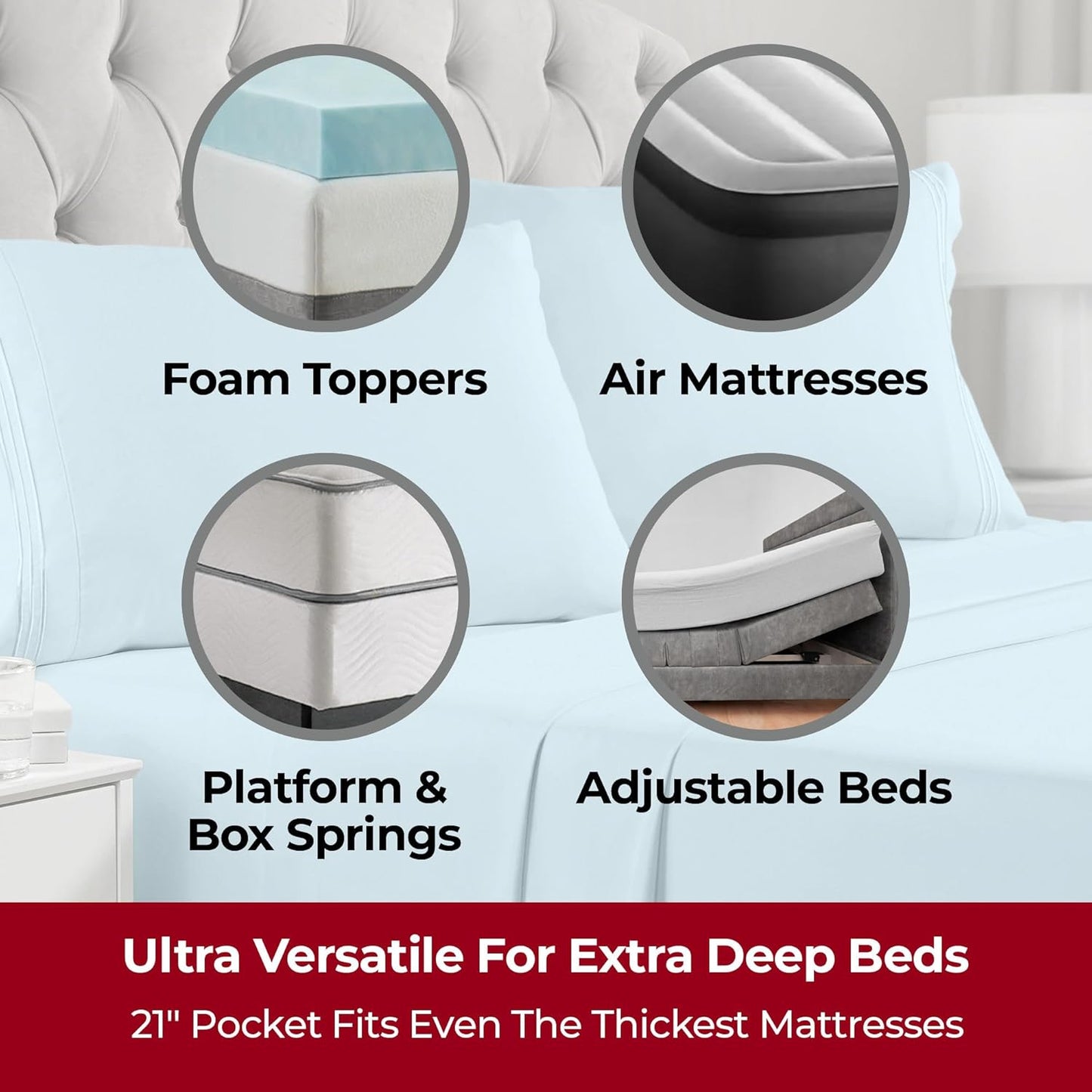 Mellanni Extra Deep Full Sheets - Hotel Luxury Bedding Set | Ultra Soft, Cooling, Stain Resistant (Full, Aqua)