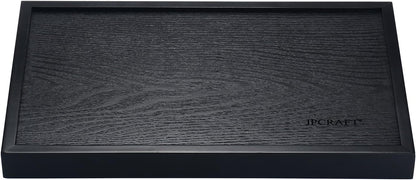 Rectangle Wooden Serving Tray - Breakfast Tray with Handles, Black, 14 by 9-Inch