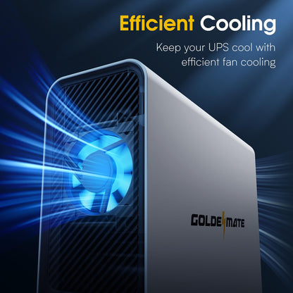 GOLDENMATE 1000VA/600W Lithium UPS Battery Backup and Surge Protector, Sinewave UPS System with LiFePO4 Battery(153.6 Wh), Upgraded Pro Ver. with Communication Port, 8 Outlets, LCD Display, White