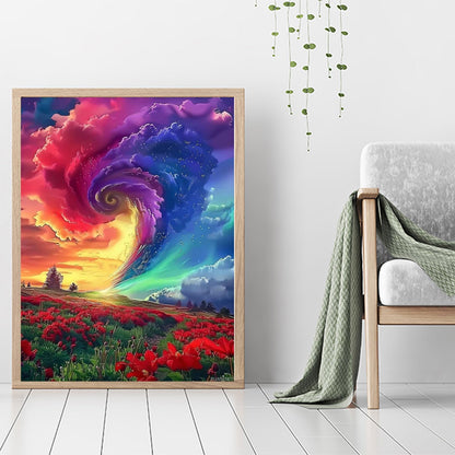 PUAGEMTI Rainbow Tornado Diamond Art Kits for Adults, Diamond Painting Kits 5D Full Drill Diamond Art Canvas Painting Kit for Beginners Home Wall Decor (12x16 inch)