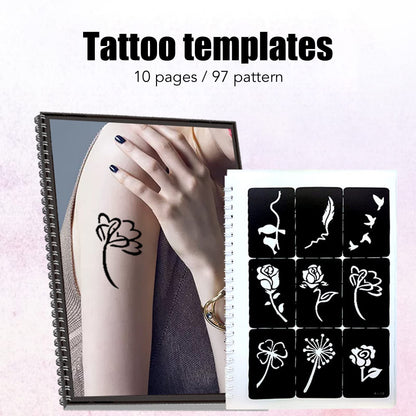 Out Design Stencil Kit, 97 Patterns, Reusable, Glitter Airbrush for Body Art