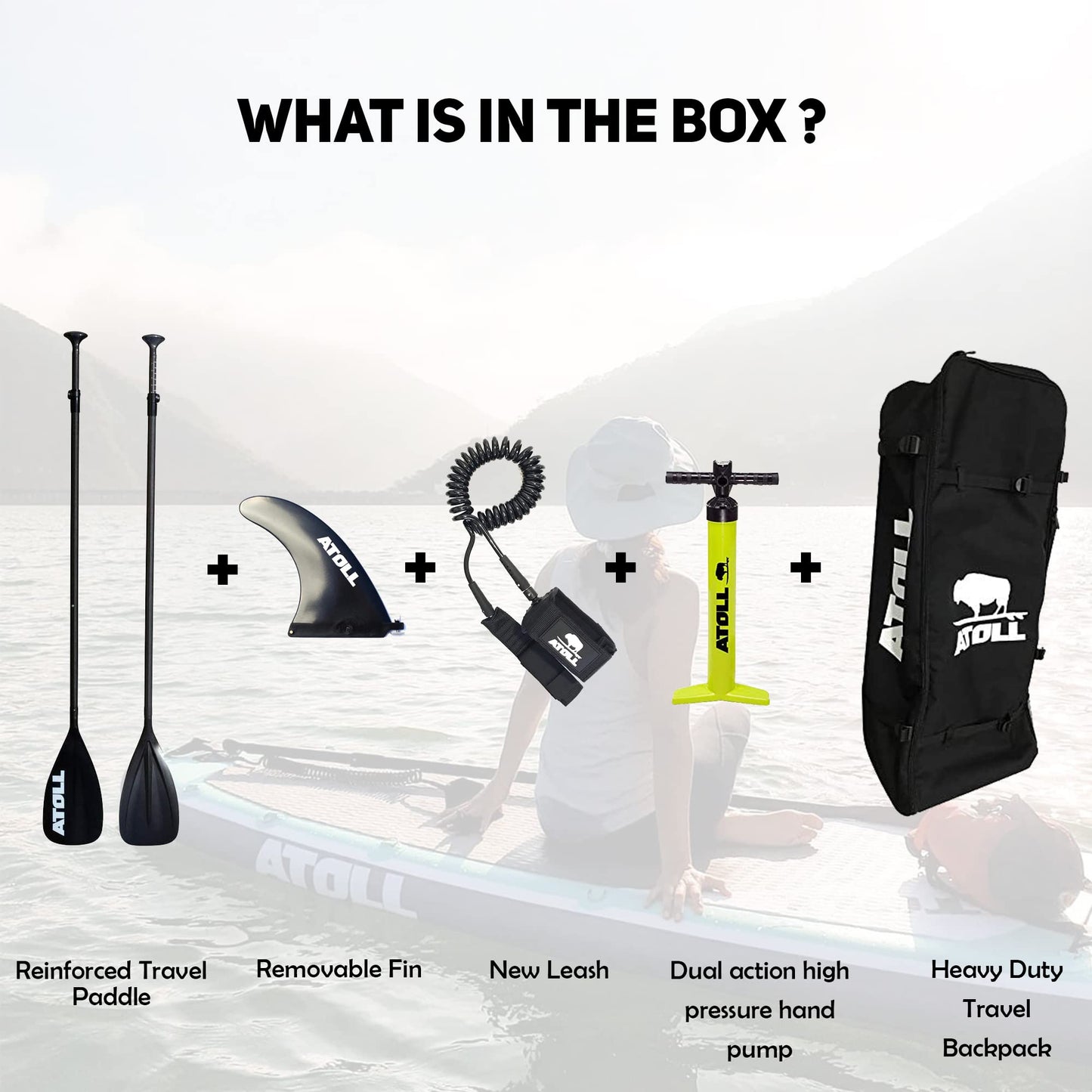 Atoll Inflatable Paddle Board with Premium SUP Stand Up Paddle Board Accessories & Back Pack, Non-Slip Comfort Deck for Unisex Adult - 11ft (Desert Sand)
