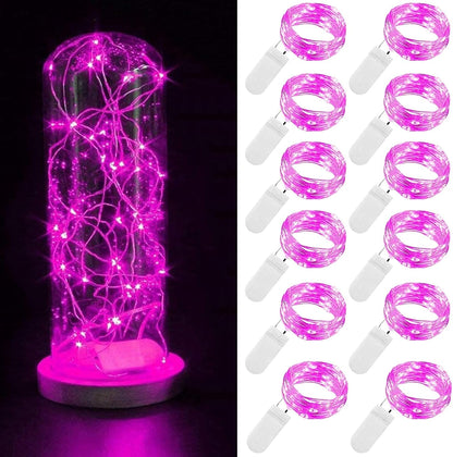 12 Pack Lights7FT 20LED Fairy Lights Battery Operated String Waterproof Silver Wire Christmas Lights Outdoor,Firefly