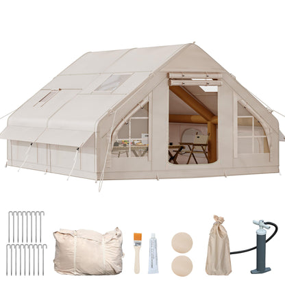YITAHOME Inflatable Camping Tents, 8 Person Blow Up Hot Tent with Pump and Stove Jack, Easy Setup with Explosion Proof Valve, Waterproof Oxford Air Glamping for Camping