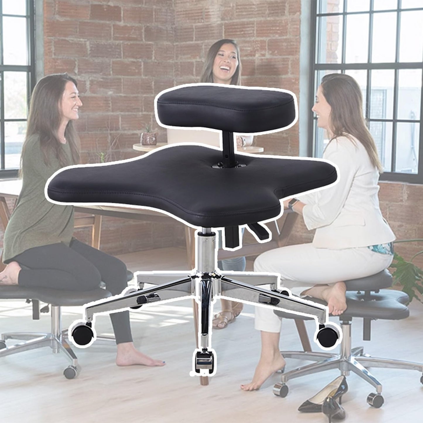 JLXJYS Kneeling Chair Faux Leather Kneeling Office Chair Height-Adjustable, Ergonomic Kneeling Chair Rolling ADHD Desk Chairs for Adults, Meditation Seat Stool