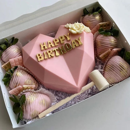 Chocolate Mold Set,Chocolate Heart Molds,Breakable Heart Mold with Hammer,Number and Letter Molds for Cake Decoration Candy Making-Suitable for Various Festivals