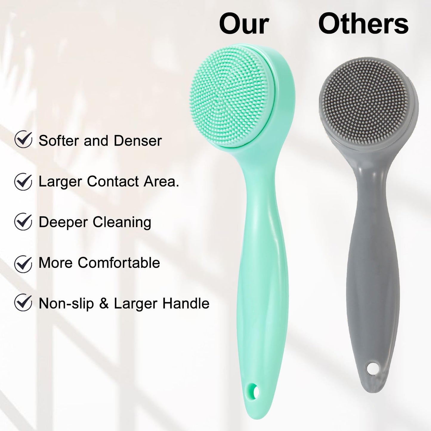 2 Pack Silicone Face Scrubber Exfoliating Brush, Manual Handheld Facial Cleansing Brush Blackhead Scrubber, Soft Bristles Waterproof for Face Skincare (Round-Pink)