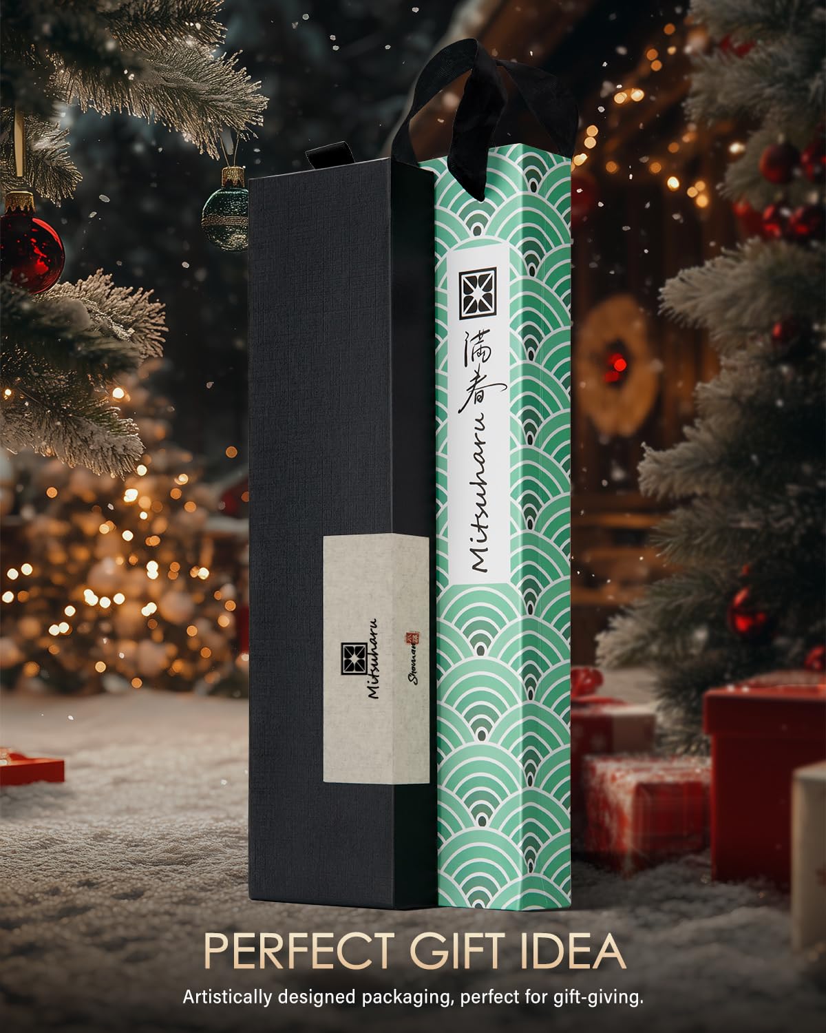 Mitsuharu 10.75" Slicing Knife, SHOMAN Series Brisket Knife for Meat Cutting with Ergonomic Olive Wood Handle, German Steel Meat Carving Knife for BBQ Brisket Turkey Ribs Roast Beef with Case