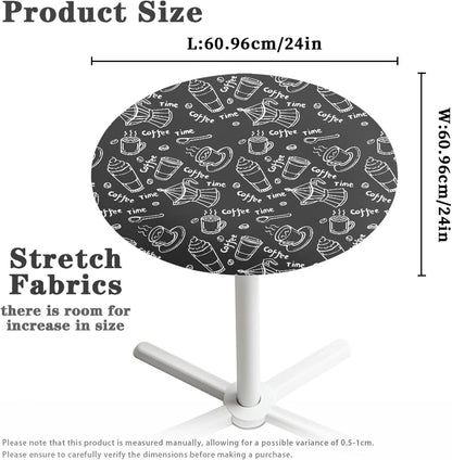 24 24 Inch x Cocktail Table Topper Covers Small Round Table Cloth with Elastic Fit Washable Table Cloth Decorative