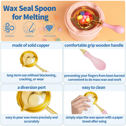 Waltool 917Pcs Wax Stamp Bead Kit for Beginner, 18 Colors Wax Sealing Beads, 10 Stamps, Spoon for Wedding Invitation, Envelope Seal, DIY Crafts, Gift Idea