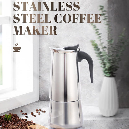 Atyhao Electric Coffee Maker, Food Grade Stainless Steel Moka Pot for Home and Outdoor Camping (100ml)