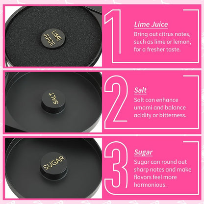 FLKQC 3-Tier Bar Glass Rimmer Bartender Tool, Margarita Salt Rimmer Set, Salt Rimmer for Cocktails, 3-Tray Salt Box Spice Container, Bar Cocktail Tool