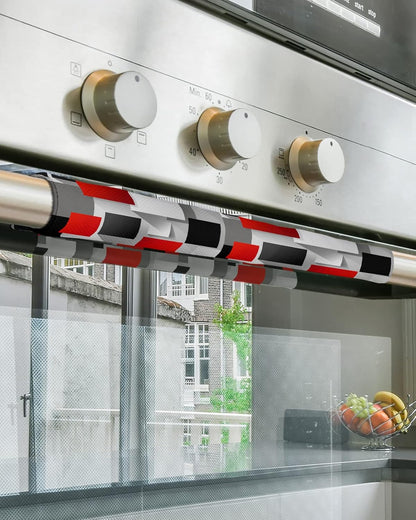 Red Black Refrigerator Door Handle Covers - Set of 2 Washable Kitchen Decor Accessories for Appliances