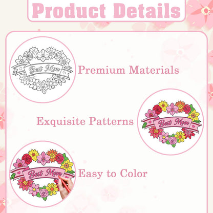 INCOK Mothers Day Crafts for Classroom - 24 Pcs DIY Wreath Flower Craft for Preschool Thank You Appreciation Gift for Mama Grandma School Kindergarten Daycare Holiday Art Crafts Supplies