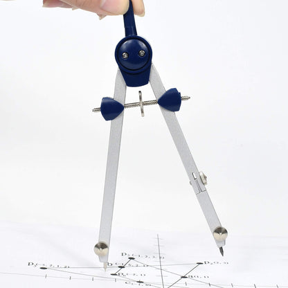 UNJOO Drawing 9Pc Geometry Set Metal Compass, Geometry Precision Tool for Student, Circle Drawing Tool and Architecture, Drafting Kits for Engineer with Shatterproof Storage Box (Blue)