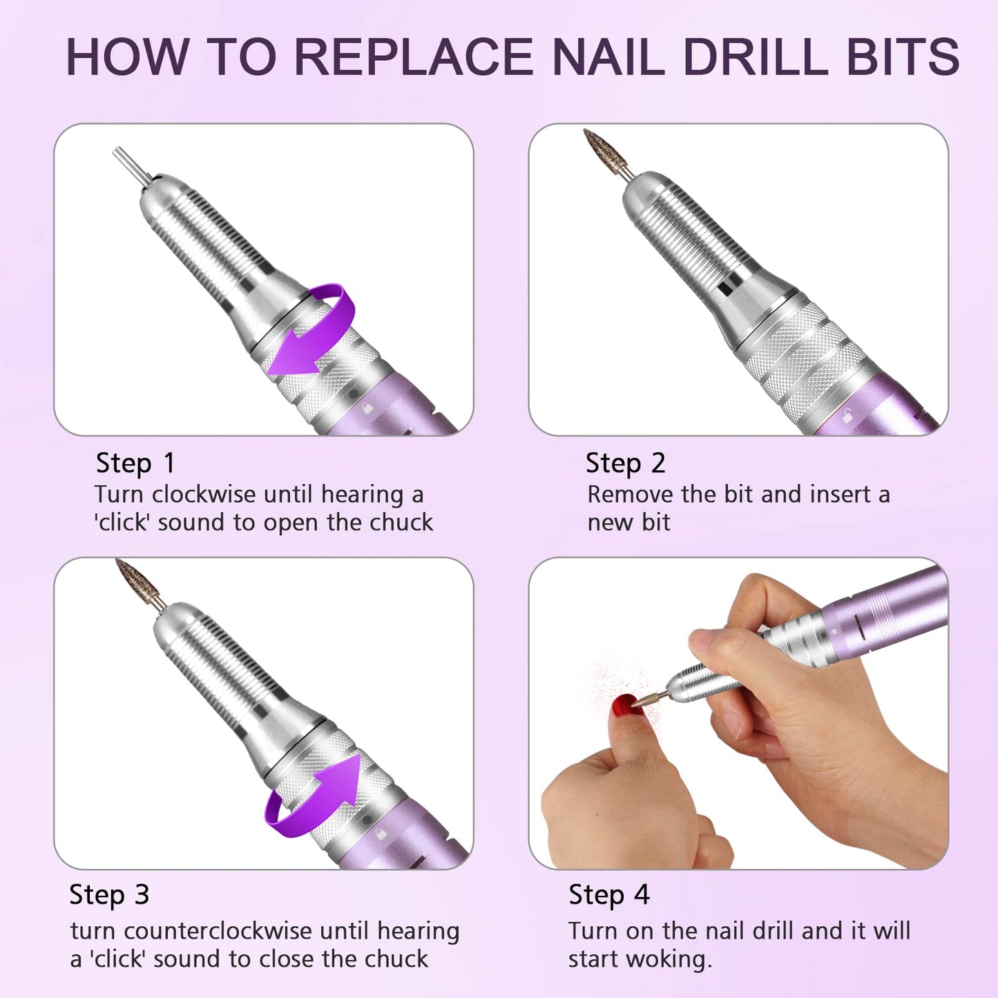 35000RPM Portable Nail Drill Machine, HoMove Professional Nail Drill Machine, Rechargeable Electric Efile Nail Drills for Acrylic Gel Nails, Cordless Portable Nails Drill【Rose Gold】