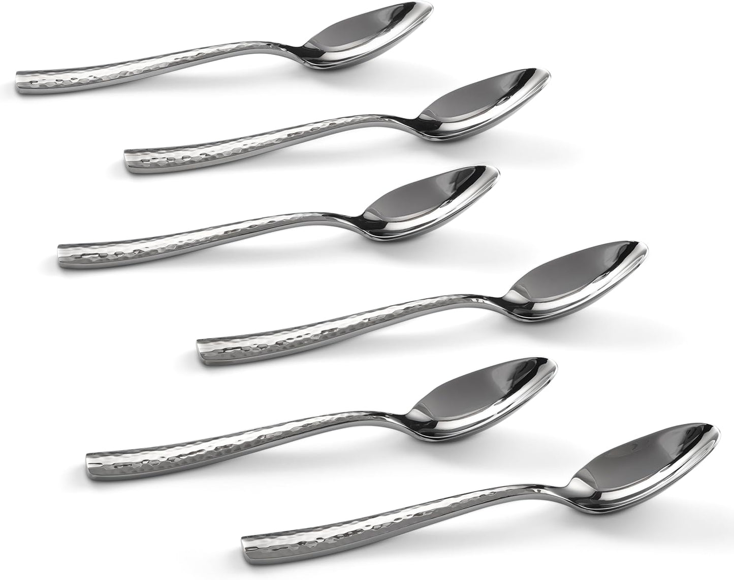 Hudson Essentials 4.6-inch Hammered Demitasse Espresso Spoons, Set of 6, 18/10 Stainless Steel Mini Coffee Spoons