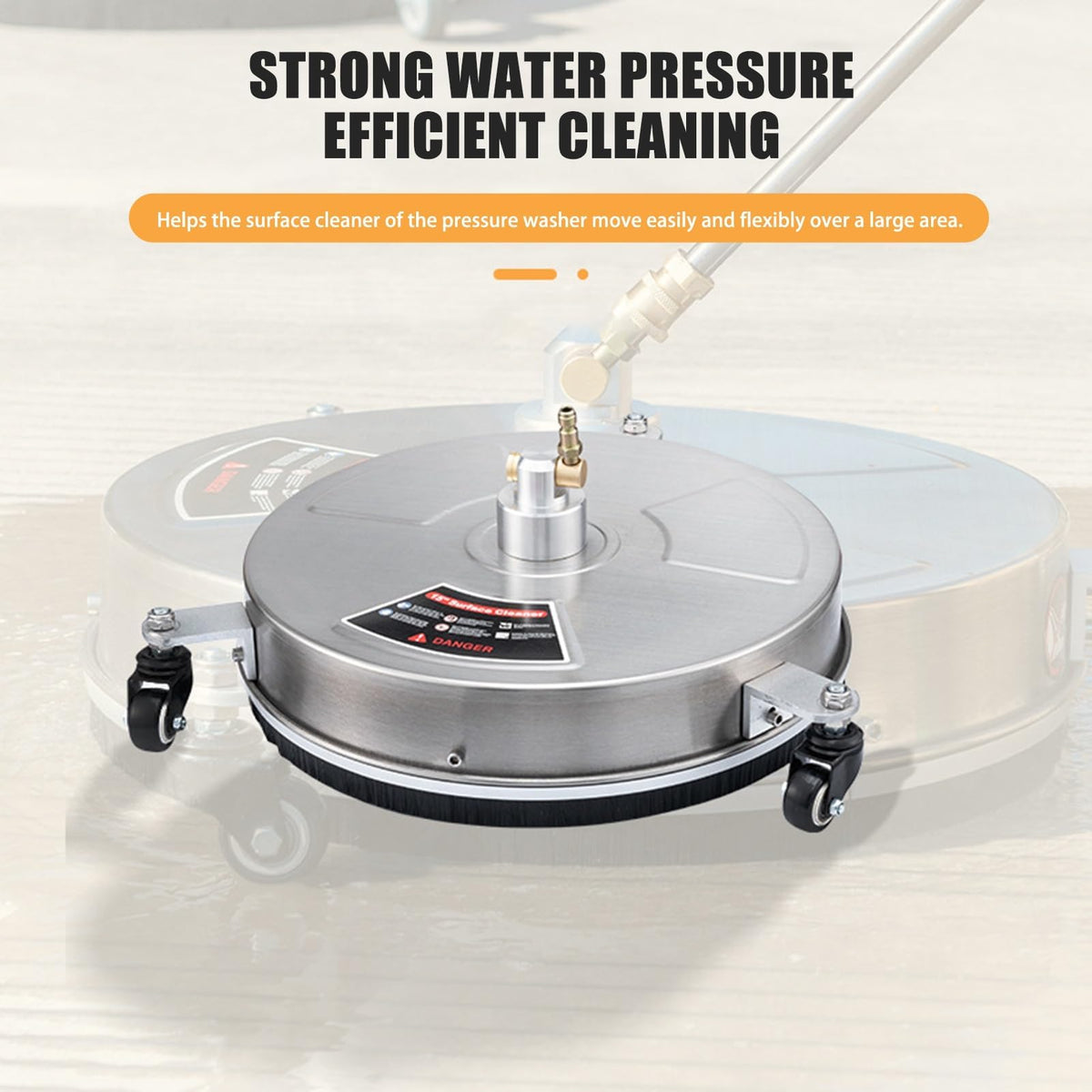 TRELVEX 15" Pressure Washer Surface Cleaner, Surface Cleaner for Pressure Washer,Stainless Steel Power Washer Accessory 1/4" Quick Connector, 2 ExWand Attachments, 2000 PSI Stainless Steel